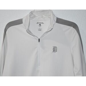 Antigua Detroit Tigers Womens Quarter Zip Pullover White Grey Large MLB Jacket